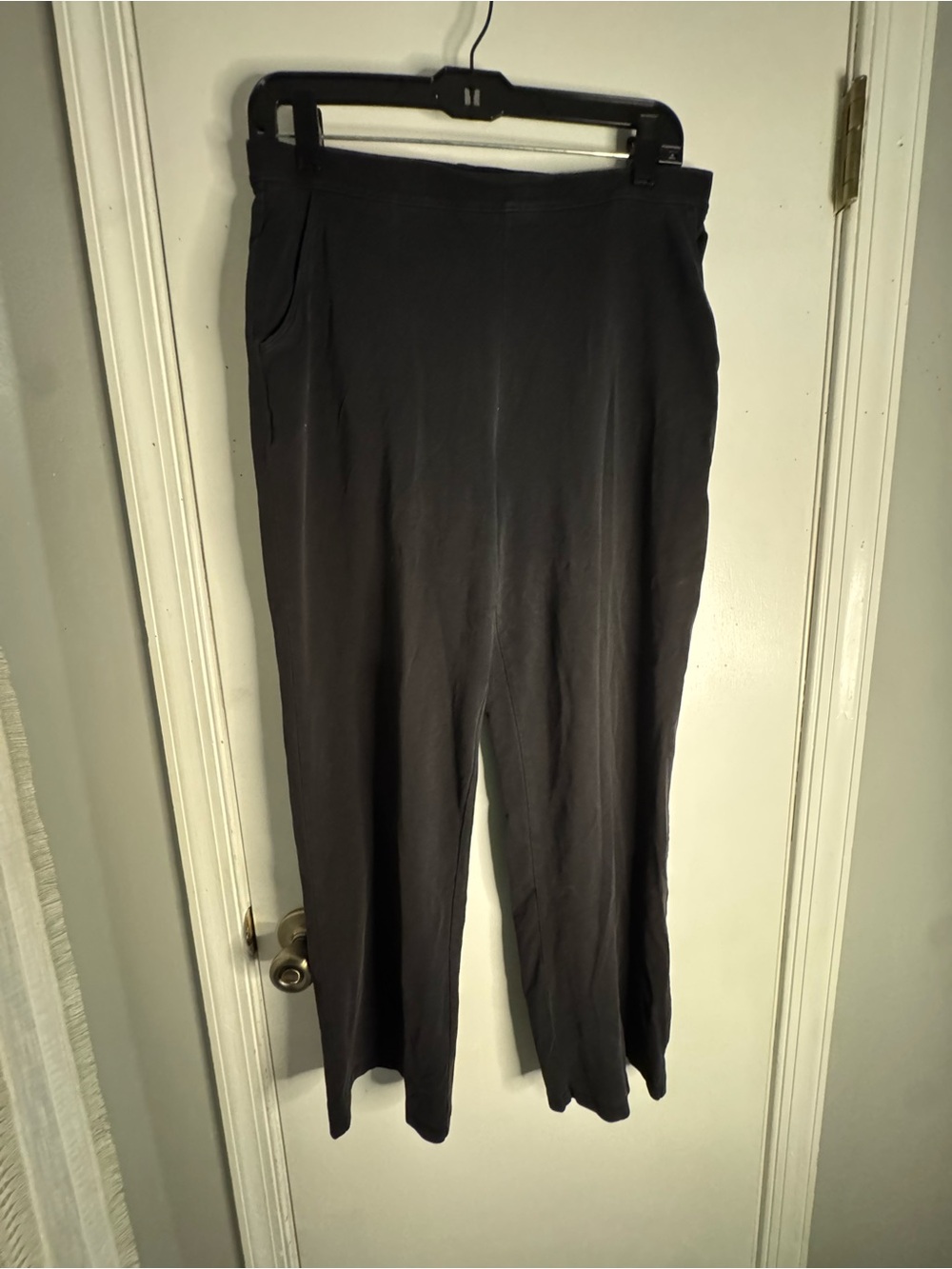 L.L. Bean Black Pull-On Wide Leg Pants with Pockets